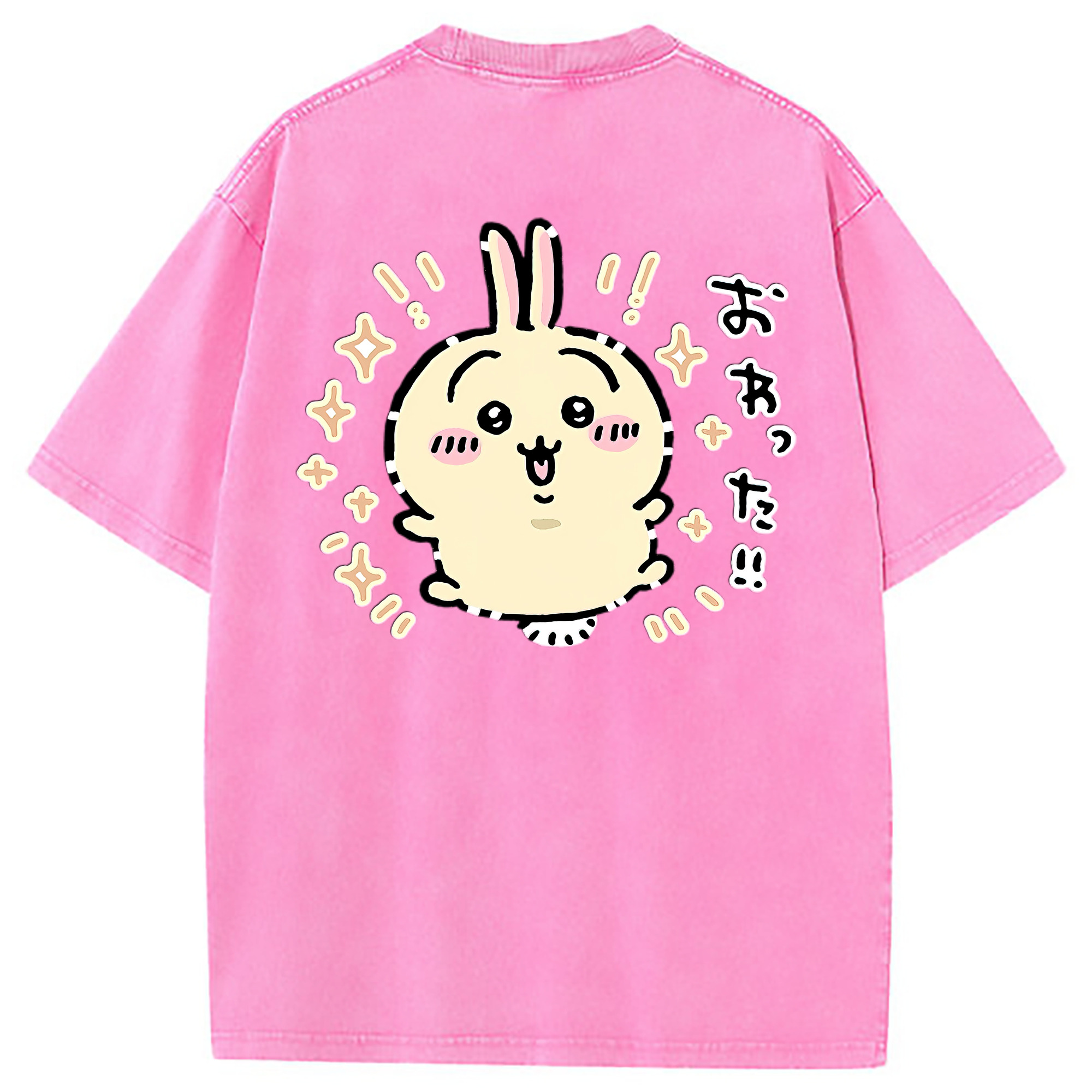 （画像用） ちいかわ うさぎ Chii-kawa usagi 綿100% ヴィンテージ風 半袖Tシャツ（背面プリント）